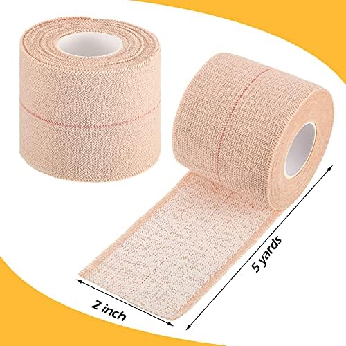 Nuanchu 2 Rolls Adhesive Elastic Tape Bandage Wrap Flexible Stretch Bandages for Sports Ankle, Knee and Wrist Pet Vet Horses Wrap(2 Inch Wide,Apricot)