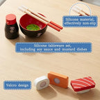 Sushi Slicing Play Food Set, Wooden Pretend Play Kitchen Toys for Kids 3+, Sushi Food Play Learning Toy for Girls Boys