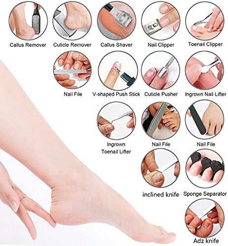 36 in 1 Pedicure Kit, Professional Pedicure Tools Foot Rasp Foot Dead Skin Remover for Home & Salon Care
