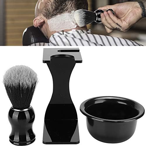 Men's Shaving Brush Set, 3 in 1 Kit with Hair Shaving Brush, Soap Bowl, Acrylic Holder Stand, Home Barber Gift