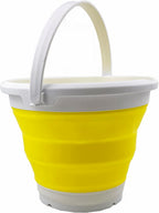 SAMMART 5.5L (1.4 Gallon) Collapsible Plastic Bucket - Foldable Round Tub - Portable Fishing Water Pail - Space Saving Outdoor Waterpot (White/Lemon)