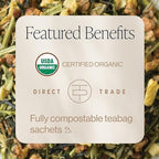 Rishi Tea Yuzu Peach Green Tea - Organic Loose Leaf Green & Herbal Blend, Naturally Sweet & Low Caffeine, Enjoy Hot or Iced - 50 Count