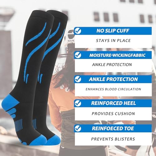 fenglaoda 3 Pairs Compression Socks for Women & Men Knee High Nurse Pregnant Cute Medical Running Travel Athletic