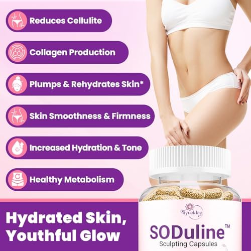 Anti Cellulite Supplement, SODuline™ Sculpting Capsules with French Melon SOD & Phyto Beadlets, Cellulite Reduces, Cellulite Remover for Legs, Skin Smoothing & Thighs, Collagen Supplements, 60 Caps