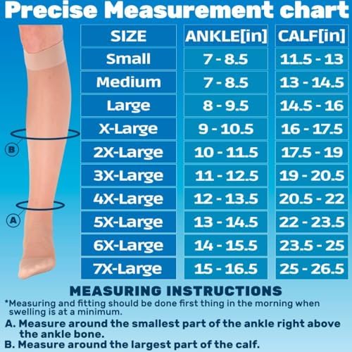 ABSOLUTE SUPPORT - Compression Stockings for Women 20-30mmHg - Sheer Graduated Support Knee High for Varicose Veins Circulation, Edema, Arthritis, Leg Pain - Beige, Medium - A205BE2