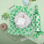 WGOCAUK 60 Sheets Shamrock Tissue Paper, 20'' x 14'' Shamrock Pattern Gift Wrapping Tissue for St. Patrick's Day Party Favors Irish Gift Bag Decor (A)