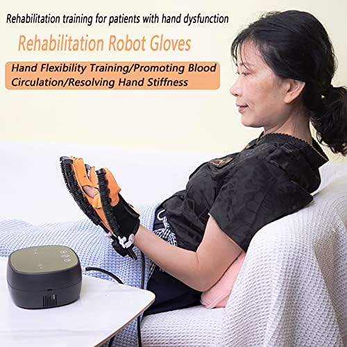 Self-Training Rehabilitation Robot Gloves, Finger Exercises and Rehabilitation Orthosis Splint Auxiliary Gloves, Minimize Spasticity(Size:M Code,Color:Both Hand)