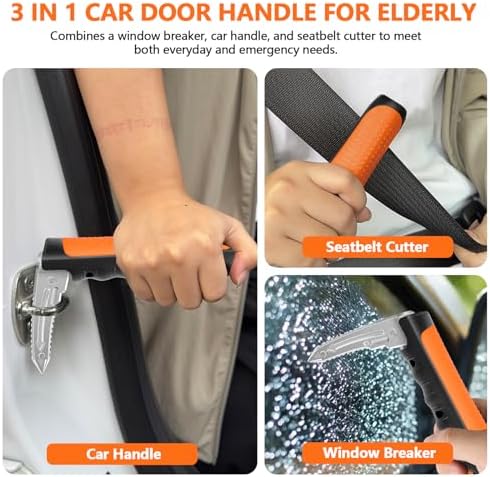 Kaiedos Car Door Handle for Elderly, 3-in-1 Car Handle Assist for Seniors, Portable Auto Cane Vehicle Support Handle, 500 lbs Capacity, Non-Slip Door Assist Bar