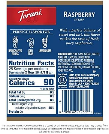 Torani Syrup, Raspberry, 25.4 Ounces (Pack of 4)