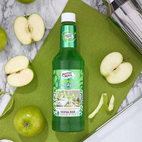 Master of Mixes Sour Apple Martini Drink Mix, Ready to Use, 1 Liter Bottle (33.8 Fl Oz), Pack of 3