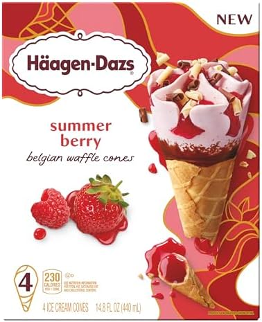 Haagen-Dazs Summer Berry Ice Cream Cones, 4ct