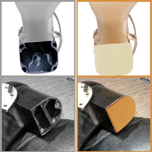 6Pcs High Heel Patch, Square Shoe Heel Repair Kit Rubber Shoes Heel Pad Sole Protectors Non-Slip Heel Replacements Anti Heel Caps Noise Reducing High Heel Accessories