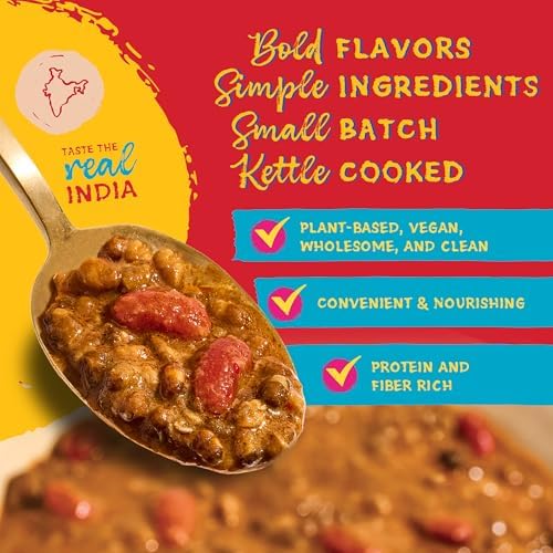 Truly Indian 6-Pack Spiced Lentil & Bean Chili (Dal Makhani) Authentic Traditional Ready to Eat Indian food 10oz - Made Fresh With Locally Grown Ingredients, Vegan, Microwaveable Meal