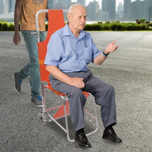Folding Stair Chair with 2 Wheels, Multifunctional Emergency Rescue Stair Stretcher Chair, Aluminum Chair Stretcher, Ambulance Stretcher, Ambulance Firefighter Evacuation for Hospitals, Firefighters