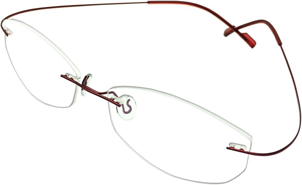 Rimless Computer Reading Glasses Womens Ladies Red Purple Color Readers