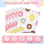 40PCS Donut Napkins Donut Birthday Party Decorations Supplies 2 Ply Disposable Paper Dessert Beverage Napkins for Dinner，Baby Shower，Birthday，Wedding Bridal，Coquette Birthday Decorations 6.5x6.5in