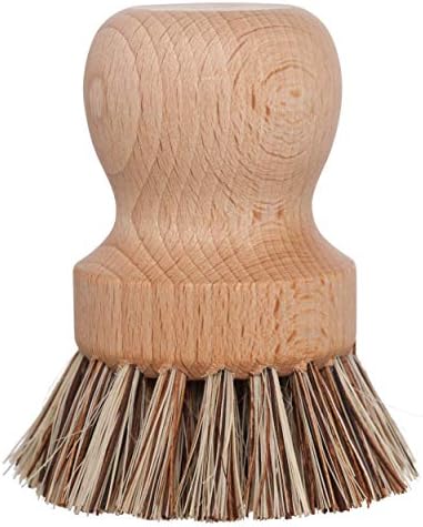 Redecker Pot Brush, Union Fibre, 2-Pack Heavy Duty Scrub Brushes for Pots, Cast Iron & Baked-On Residue, Beechwood, 2.6-Inch Round, Made in Germany
