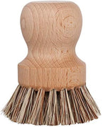 Redecker Pot Brush, Union Fibre, 2-Pack Heavy Duty Scrub Brushes for Pots, Cast Iron & Baked-On Residue, Beechwood, 2.6-Inch Round, Made in Germany