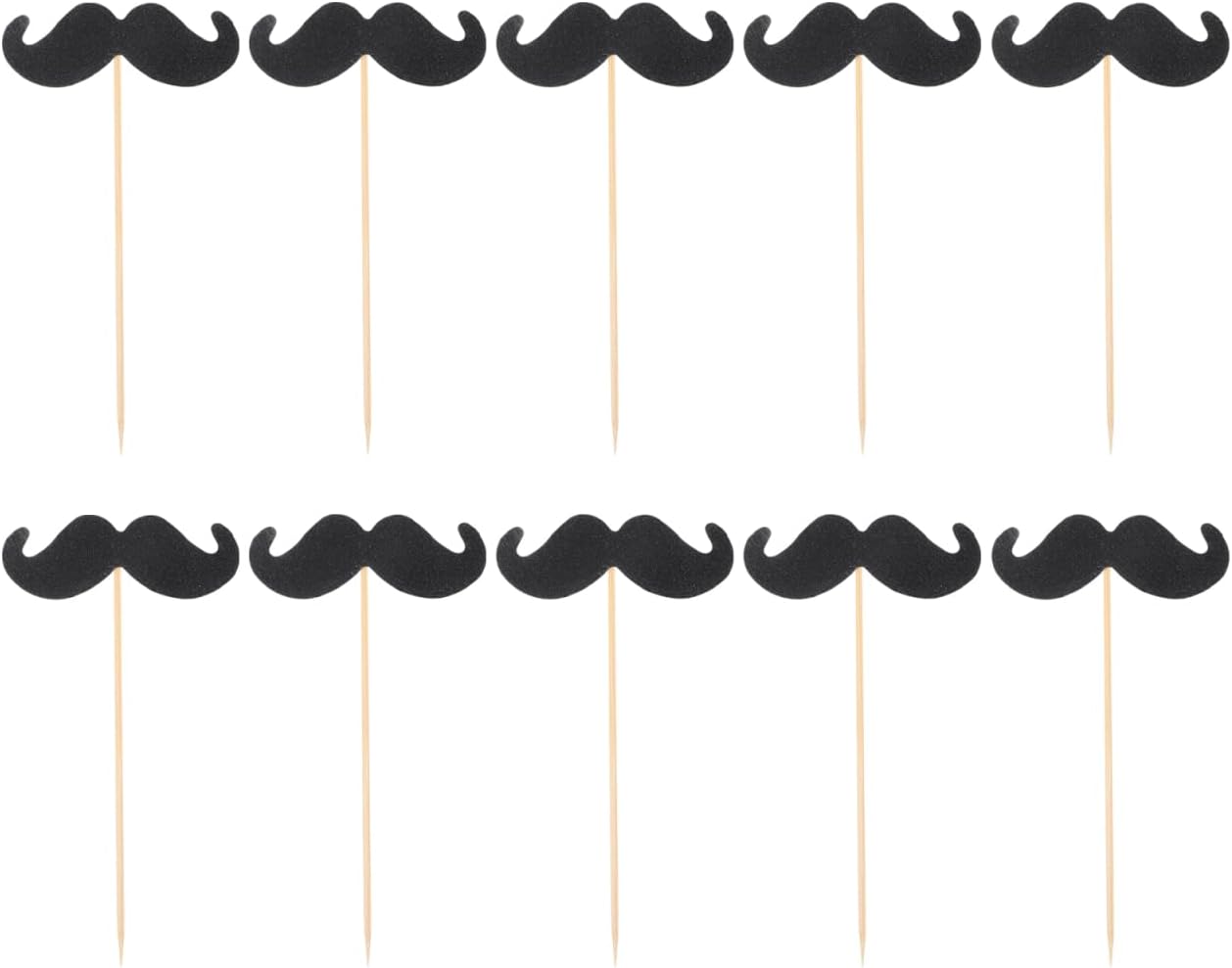Cabilock 40Pcs Mustache Cake Toppers Bamboo Picks Funny Baking Decor for Birthday Party Cupcake Decoration Cake Display