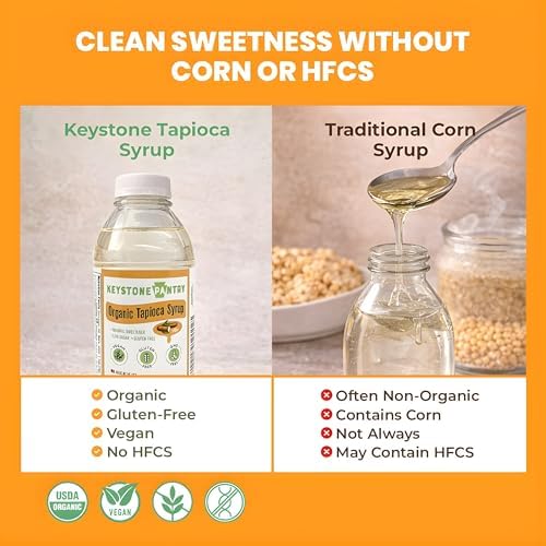 Keystone Pantry Organic Tapioca Syrup – 23 OZ Bottle – Vegan, Gluten Free – HFC, Corn Syrup Substitute – Syrup for Baking, Alternative Sweetener – Make Homemade Fudge, Ice Cream & More – 3 BOTTLES
