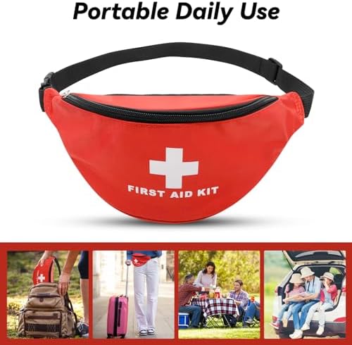 Faylapa Empty First Aid Bag Fanny Pack, Travel Pouch Bag 11.02x5.51x3.54 inch Waist Bag for Travel, Home, Office, Vehicle, Camping, Outdoor (Bag Only)