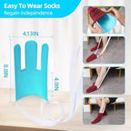 Sock Aids for Putting On Socks, Sock Assistant Device No Bending for Easy Dressing, Sock Helper Tool with Adjustable Extended Shoe Horn Long Handle, Back Scratcher for Seniors, Disabled, Pregnant