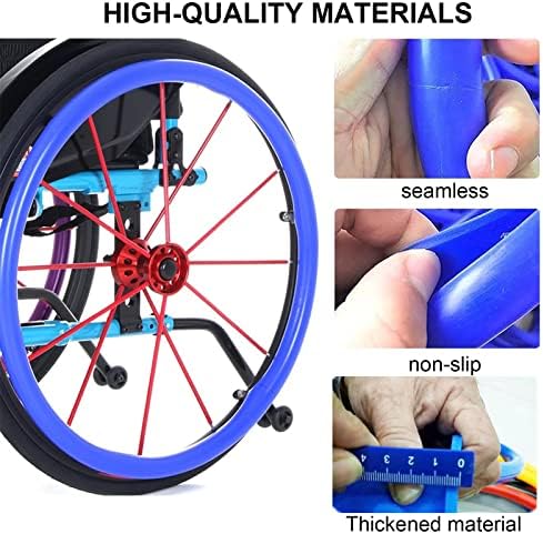 1 Pair Silicone Wheelchair Push Rim Covers, Non-Slip Wear-Resistant Hand Push Cover, Wheelchair Rim Grips (Black, 24in)