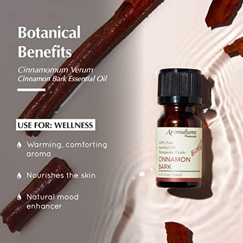 AROMAFUME Cinnamon Bark Essential Oil - 100% Natural, Therapeutic Grade Essential Oils - Pure, Comforting Aromatherapy Oil for Home Diffusers - Gifts for Her - 10ml