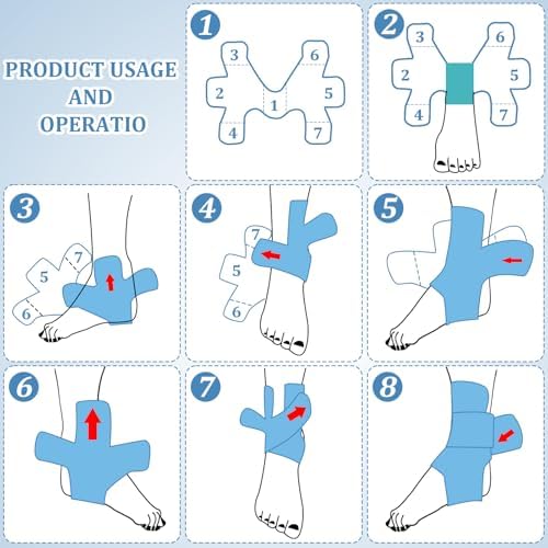 20 Pcs Kinesiology Tape for Ankle, Colorful Ankle Tape Athletic Waterproof Precut Kinesiology Taped Provides Knees Support and Stability for Ligament and Muscle (Black,Rose Red,Skin,Blue)