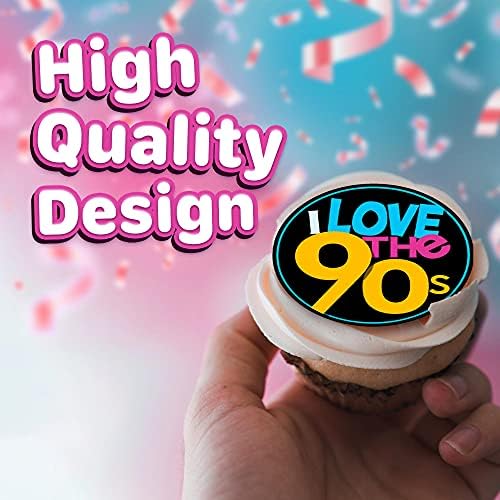 30 x Edible Cupcake Toppers Themed of 90s Party Collection of Edible Cake Decorations | Uncut Edible on Wafer Sheet