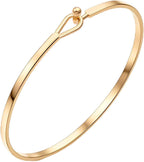 Dainty Gold Bar Bracelet for Women Simple Delicate Thin Cuff Bangle Hook Bracelet 18K Gold Plated Handmade Minimalist Jewelry