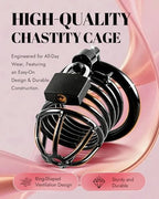 Male Chastity Cock Cage Device – UTIMI Iron Chastity Cage for Men with 3 Adjustable Rings, Secure Lock & 2 Keys, Small Size BDSM Penis Training Adult Sex Toy for Male Control, Long-Term Wear (Black)