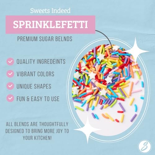 Sweets Indeed, Bulk Sprinkles, 1.3 pounds, Sprinkle Mix, Perfect for Cake Decorations, Baking Ice Cream Cookies Cupcake Topper (Rainbow Jimmies)