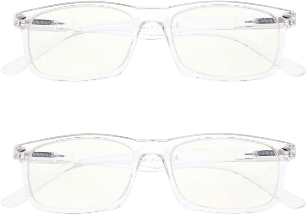 Eyekepper 2 Pack Computer Reading Glasses Blue Light Blocking Readers for Men Women, Transparent