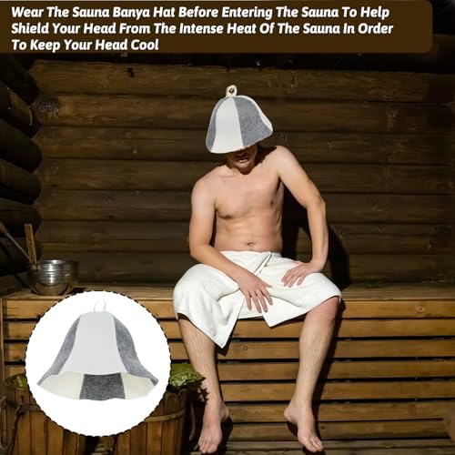 2Pcs Sauna Hat, Felt Sauna Cap for Women Men, Unisex Saunas Hat for Protect Hair, Bathroom Accessories