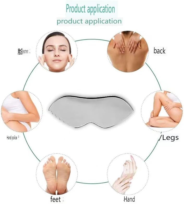 Stainless Steel Gua Sha Facial Tool, Metal Gua Sha Board Facial Tool Lymphatic Drainage Skin Care Massager for Body Eye Neck (Silver)