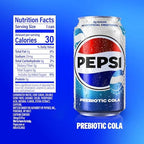 Pepsi Prebiotic Cola, 12 fl oz Cans (8 Pack), 30 Calories, 3g Prebiotic Fiber, 5g Sugar, Soda Pop