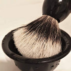 JEQUIL&CORENVEO Fine Silvertip Badger Bristle Shaving Brush, With Heavy Weight Resin Base (Curved Top)