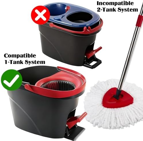Spin Mop Replacement Set for O-Ceda EasyWring 1-Tank System, 16 Microfiber Spin Mops Refills,1 Scrubber Head,1 Triangle Spin Base,and(31-63in) Adjustable Handle Set Combo