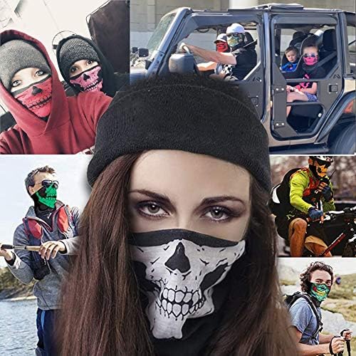 8 Pcs Skull Face Mask Balaclava Ghost Biker Bandana Motorcycle Headband Magic Scarf Dust proof Neck Warmer Winter Face Tube for Outdoor Sports