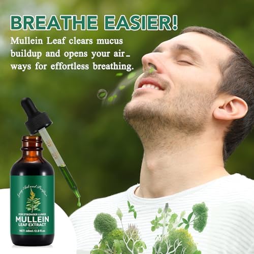 Mullein Drops for Lungs 4 Fl Oz - Mullein Leaf Extract for Lungs with Chlorophyll - Natural Herbal Supplement for Lung Cleanse, Respiratory Support, Boosts Immunity, Digestive Wellness