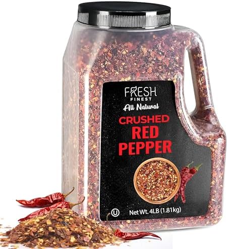 Fresh Finest Bulk 4LB Crushed Red Pepper Spices Commercial and Home Cooking - Chili Pepper Flakes, Red Peppers Spice Best for Pizza, Flatbreads, Beef, and More - 4 LB