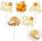 Gyufise 24Pcs Little Pumpkin Baby Shower Cupcake Toppers Pumpkin Baby Shower Cupcake Pick Decorations Fall Themed Gender Reveal Party Decorations Supplies Orange Gold