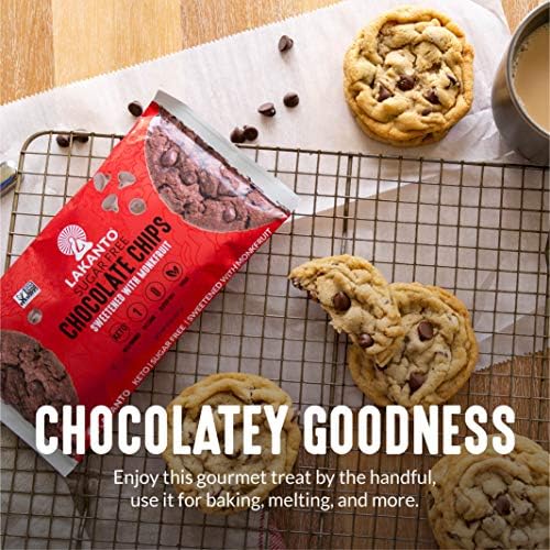 Lakanto Sugar Free Semi Sweet Chocolate Chips - Monk Fruit Sweetener and Erythritol, Perfect for Baking, Pancakes, Muffins, Protein Bites, Melting, Mixing, Snacking, Gluten Free, Vegan (8 oz - Pack of 1)