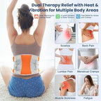 Cordless Heating Pad for Back Pain Relief, 40" Rechargeable Lumbar Massager with Heat, Adjustable Vibration & Heating Belt for Waist, Muscle Relaxation - Portable and Comfortable (Orange red)