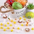 TUPARKA 40Pcs Animals Miniature Figurines, Easter Rabbit, Chicken, Egg, Chicken Nest Ornaments for Fairy Garden, Cake, Cupcake Toppers, Easter Party Decoration