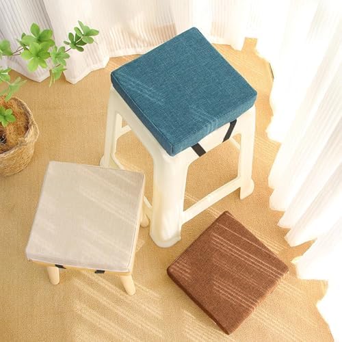 Square Chair Cushion Non-Slip, Bar Stool with Ties ，Cotton Linen Fabric, High-Density Foam Fill, Machine Washable, Indoor/Outdoor Use(Oatmeal,10x10x2 in)