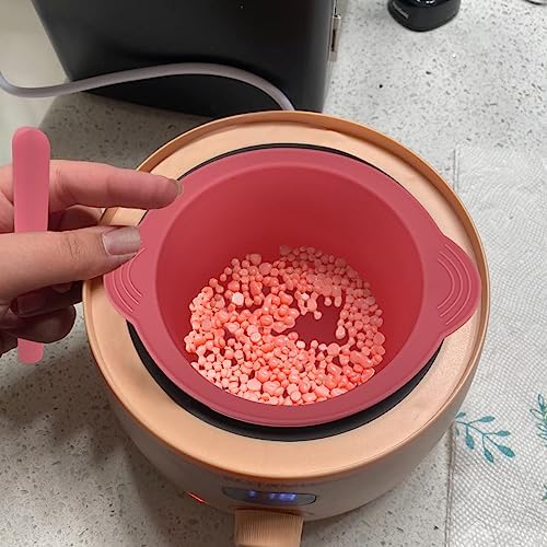 KVZVK Silicone Wax Bowl Non-Stick Hair Removal Pot Liner with Wax Spatula (Pink)