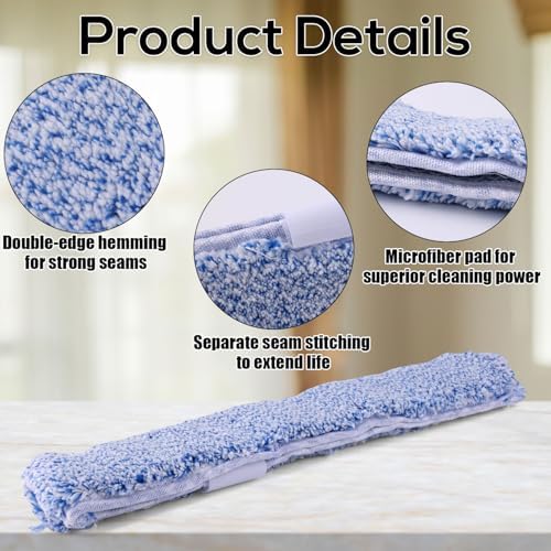 4 Pack Microfiber Window Cleaning Refill Replacement, 14" Reusable & Washable Squeegee Cloth Sleeve Compatible with MR.SIGA Window Glass Cleaning Tools Home and Office