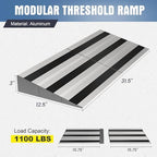 3" Rise Modular Threshold Ramp for Doorways, Stable Wheelchair Ramp for Home Steps, Aluminum Door Ramp and Curb Ramp for Scooters, Power Chairs, Cars, 1100LBS Load Capacity